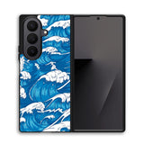 storm waves seamless pattern raging ocean water sea Z8009 Samsung Galaxy Z Fold 7 Case