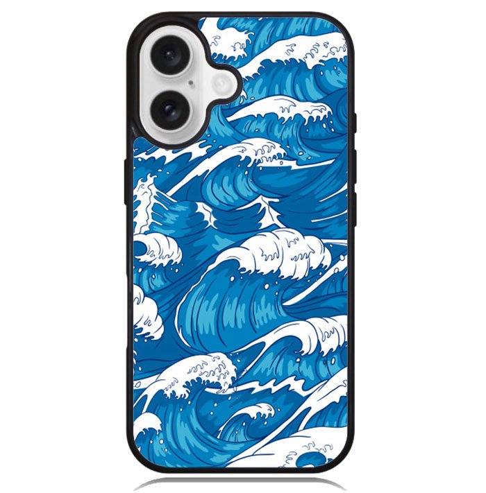 storm waves seamless pattern raging ocean water sea Z8009 iPhone 16 Plus Case
