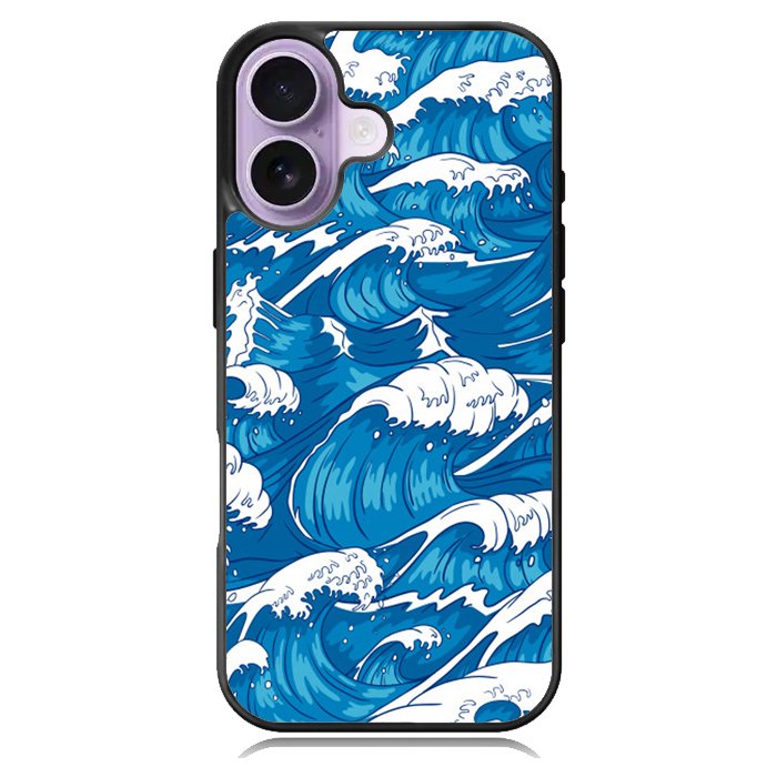 storm waves seamless pattern raging ocean water sea Z8009 iPhone 17 Case