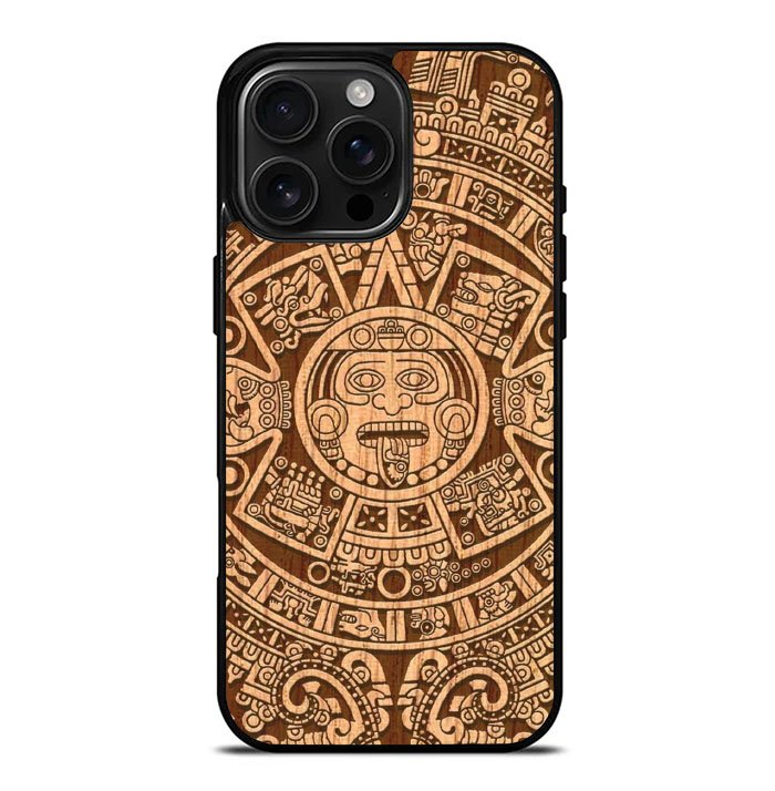 Stylized Aztec Calendar Wood iPhone 16 Pro Max Case FE0601