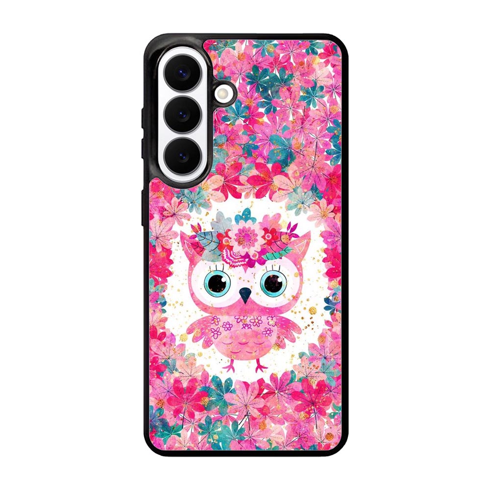 Cute Pink Floral Owl Samsung Galaxy S26 Plus Case FE0195