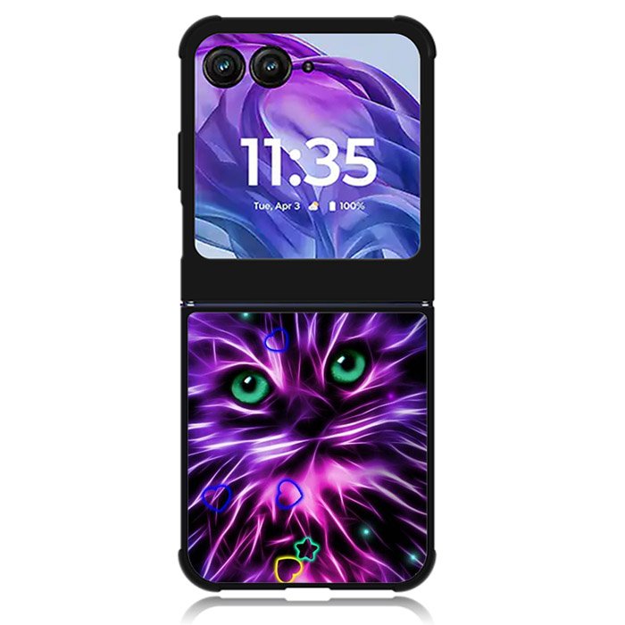 Cat Glow Purple 1st Motorola Moto Razr 2024 , Moto Razr 50 Case
