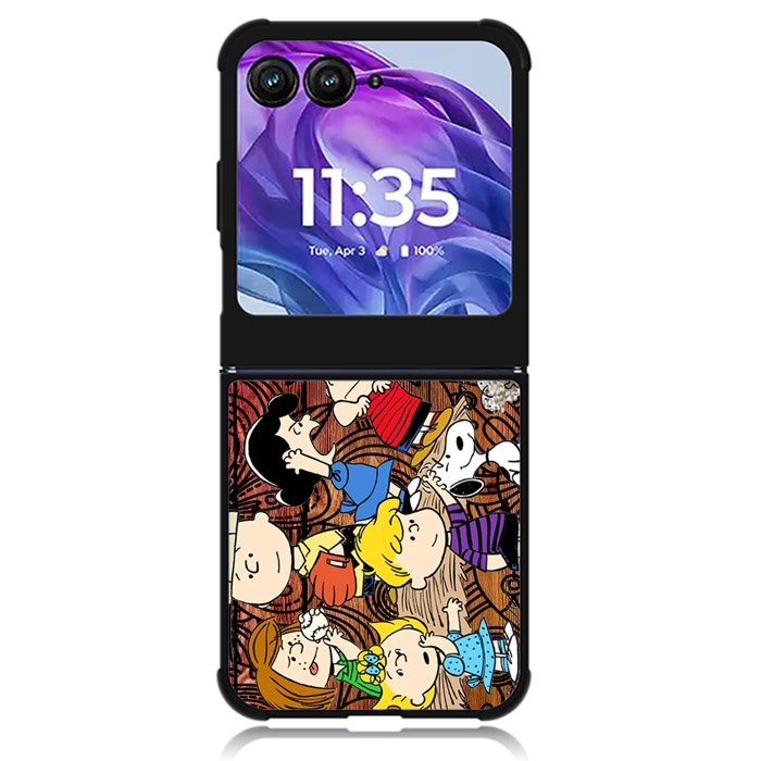 Peanuts In Background Wood Art Motorola Moto Razr 2024 , Moto Razr 50 Case