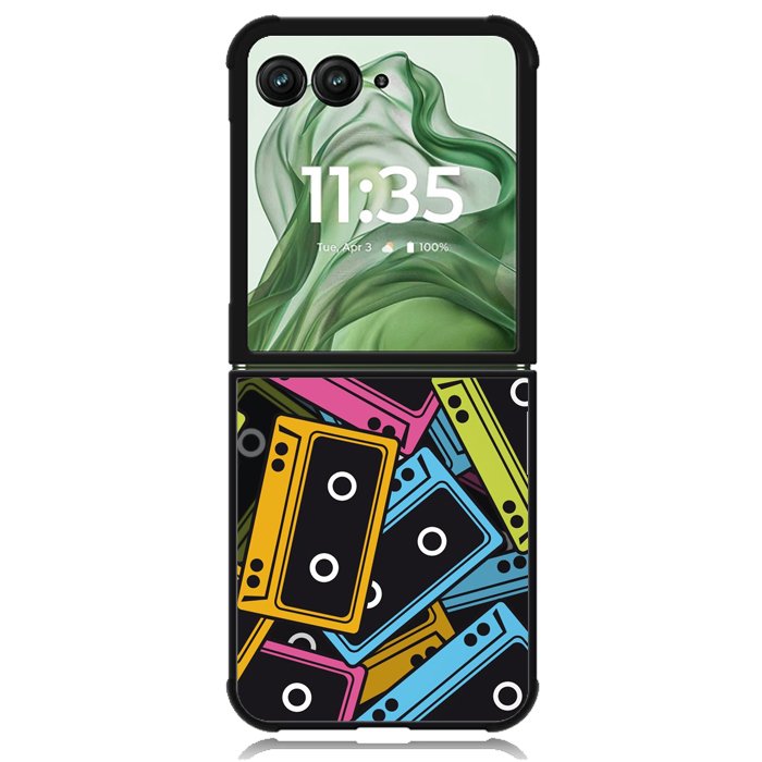 Multicolor Cassette Tape Z0579 Motorola Moto Razr+ Plus 2024/2025 Case, Motorola Razr 50 Ultra/50s Ultra Case