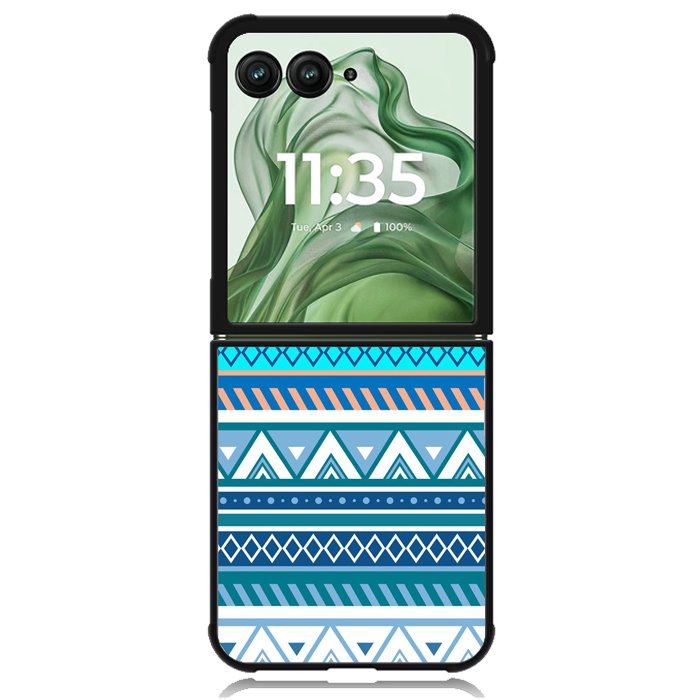 Aztec Pattern Blue Z3811 Motorola Moto Razr+ Plus 2024/2025 Case, Motorola Razr 50 Ultra/50s Ultra Case
