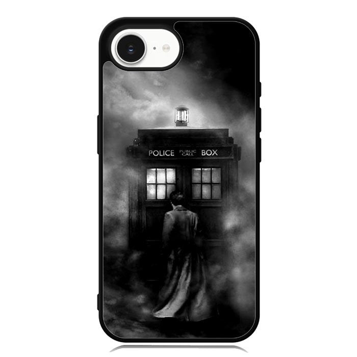 Doctor Who Tardis Police Box Black White iPhone 16e Case