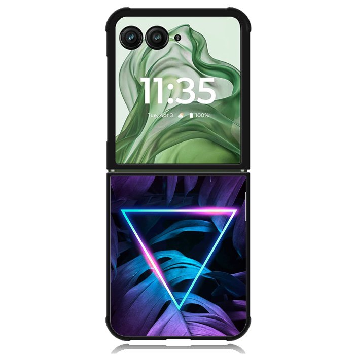 Neon Triangle Monstera Z8001 Motorola Moto Razr+ Plus 2024/2025 Case, Motorola Razr 50 Ultra/50s Ultra Case