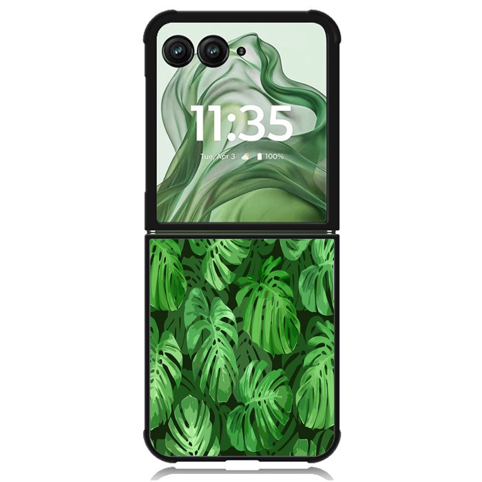 monstera leaves seamless tropical Z8005 Motorola Moto Razr+ Plus 2024/2025 Case, Motorola Razr 50 Ultra/50s Ultra Case