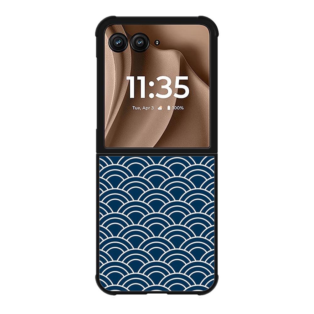 Japanese Gold Cloud Wave Indigo Pattern Z8008 Motorola Moto RAZR Plus 2025 Case