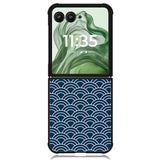 Japanese Gold Cloud Wave Indigo Pattern Z8008 Motorola Moto Razr+ Plus 2024/2025 Case, Motorola Razr 50 Ultra/50s Ultra Case