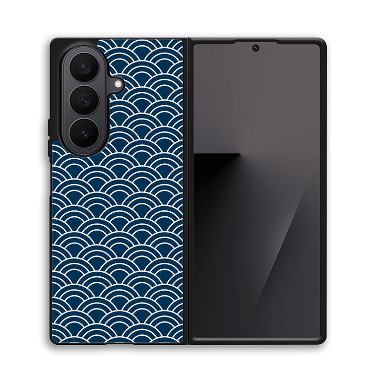 Japanese Gold Cloud Wave Indigo Pattern Z8008 Samsung Galaxy Z Fold 7 Case