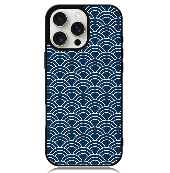 Japanese Gold Cloud Wave Indigo Pattern Z8008 iPhone 16 Pro Max Case