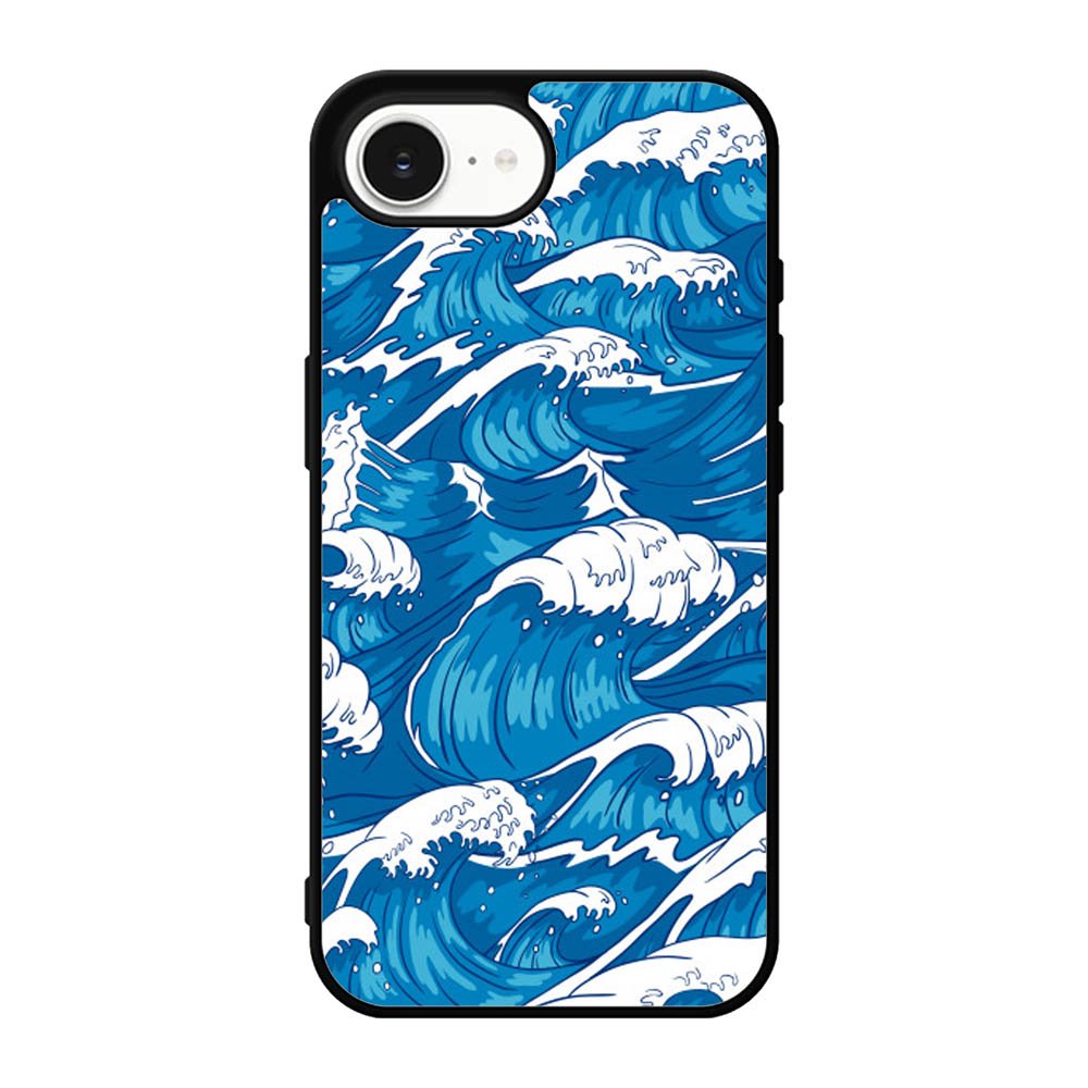 storm waves seamless pattern raging ocean water sea Z8009 iPhone 17e Case