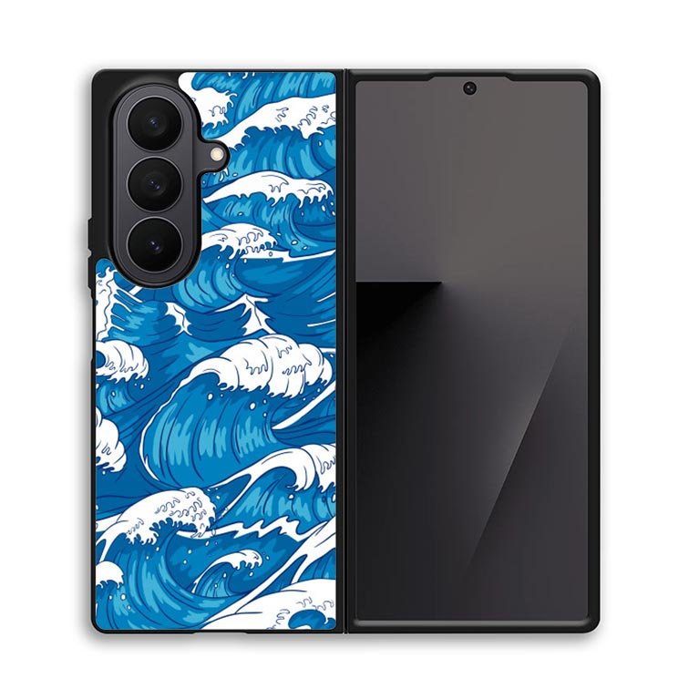 storm waves seamless pattern raging ocean water sea Z8009 Samsung Galaxy Z Fold 7 Case