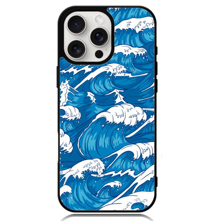 storm waves seamless pattern raging ocean water sea Z8009 iPhone 16 Pro Max Case