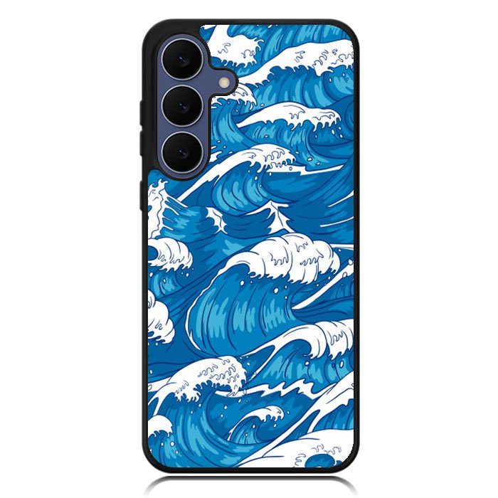 storm waves seamless pattern raging ocean water sea Z8009 Samsung Galaxy S25 FE Case