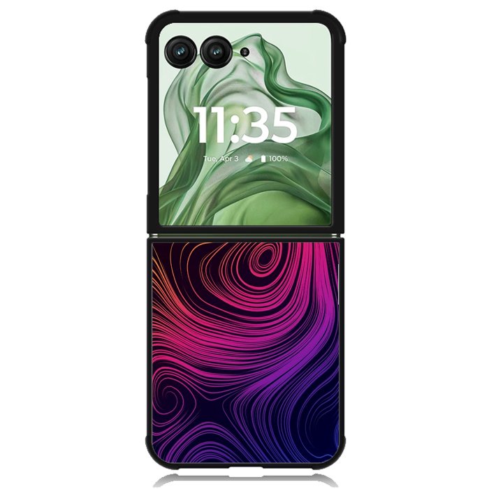 Neon Rainbow swirls Z8073 Motorola Moto Razr+ Plus 2024/2025 Case, Motorola Razr 50 Ultra/50s Ultra Case