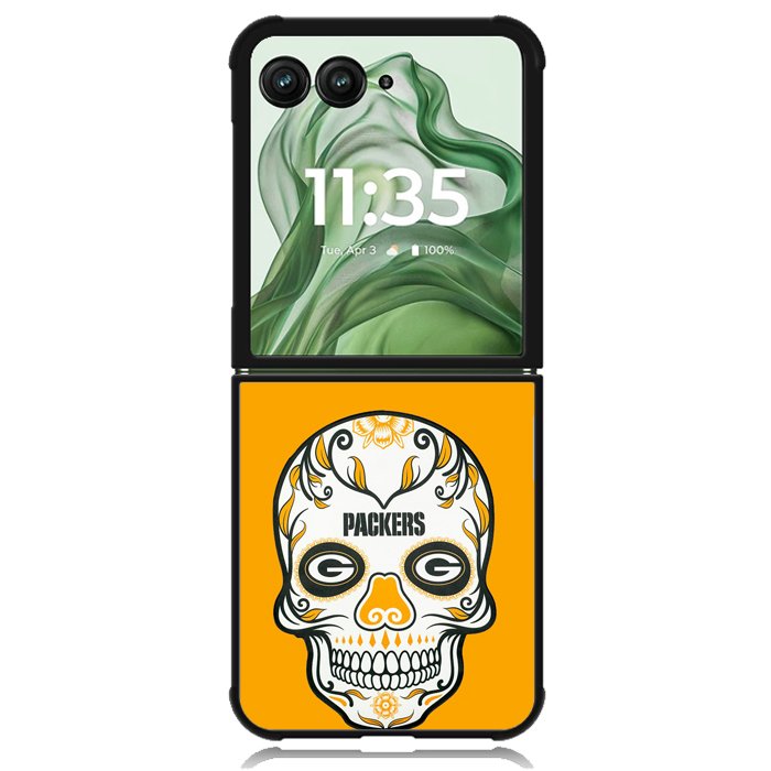 Green Bay Packers Skull X00391 Motorola Moto Razr+ Plus 2024/2025 Case, Motorola Razr 50 Ultra/50s Ultra Case