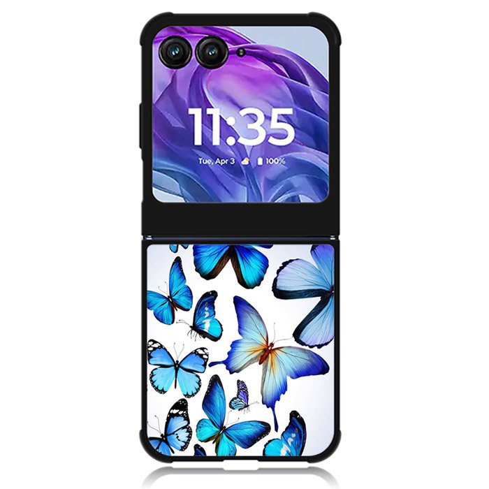 Beautiful Blue Butterfly Motorola Moto Razr 2024 , Moto Razr 50 Case