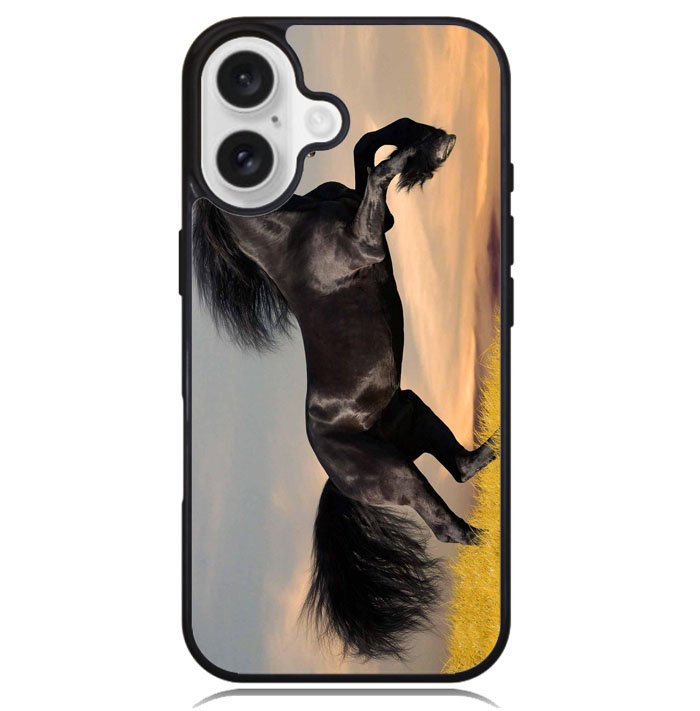 Horse black running X4653 iPhone 16 Plus Case