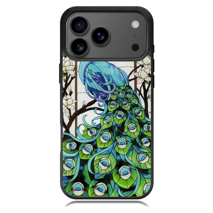 peacock stained glass X9167 iPhone 17 Pro Case