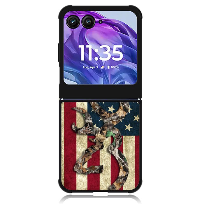 Browning Deer Real Tree Camo USA Flag Motorola Moto Razr 2024 , Moto Razr 50 Case