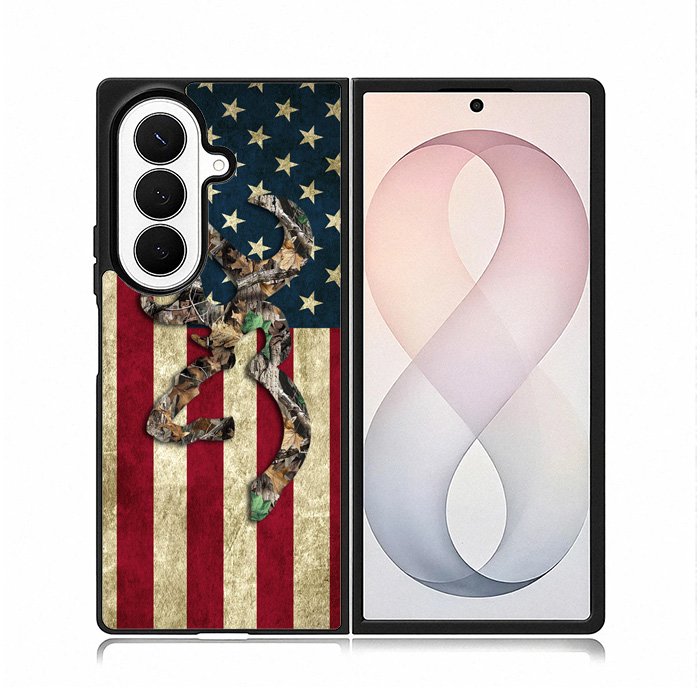 Browning Deer Real Tree Camo Usa Flag Samsung Galaxy Z Fold 8 Ultra Case DC0245