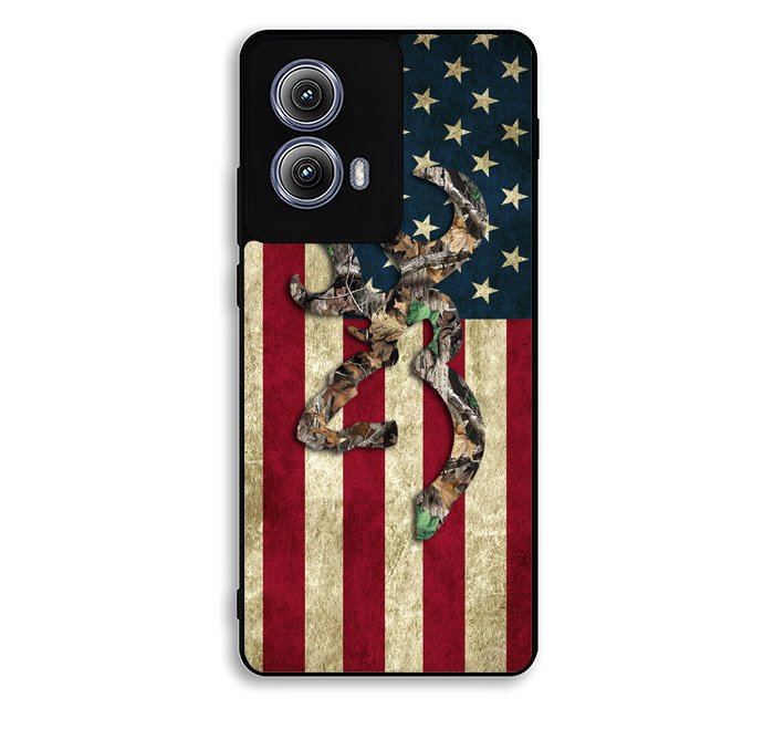 Browning Deer Real Tree Camo USA Flag Motorola Moto Edge 2024 Case FE7756