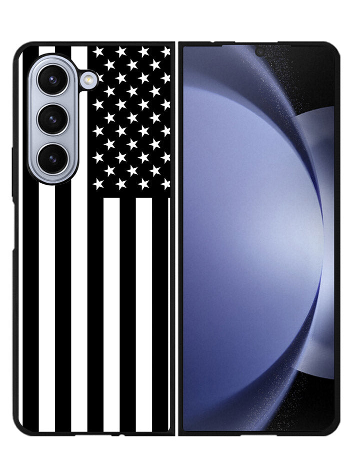 American Flag Black And White Samsung Galaxy Z Fold 5 5G Case FZ7593