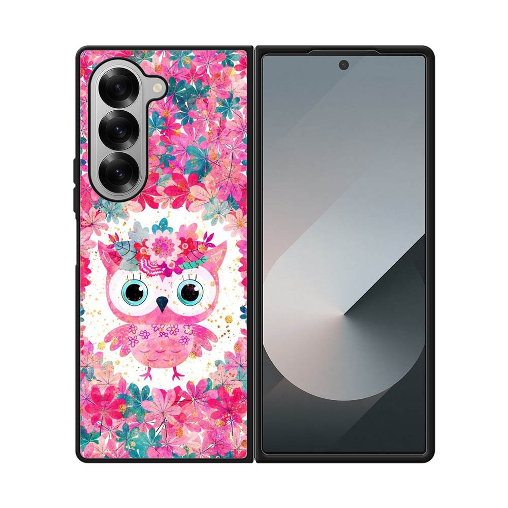 Cute Pink Floral Owl Samsung Galaxy Z Fold 7 5G Case FE0195
