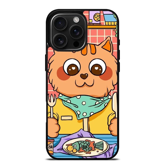 cat eat fish iPhone 16 Pro Max Case FE0137