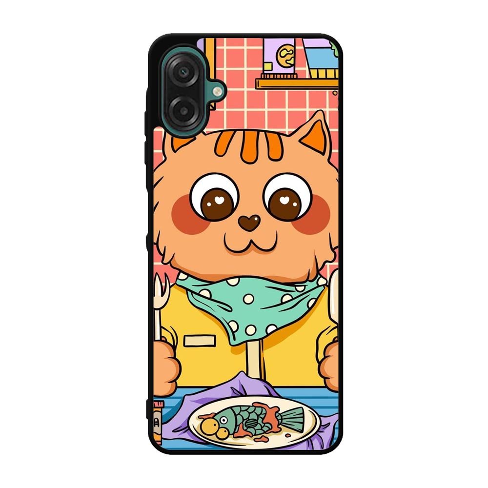 cat eat fish Samsung Galaxy A07 Case FE0137