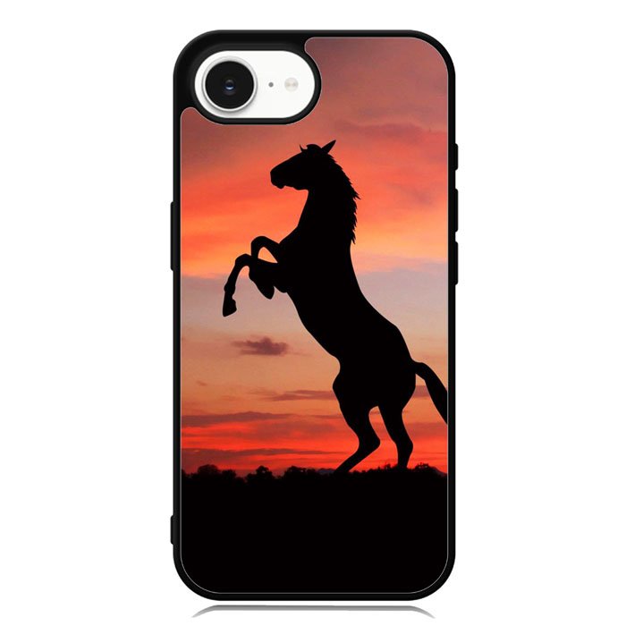 Horse Silhouette On Red Sunset iPhone 16e Case
