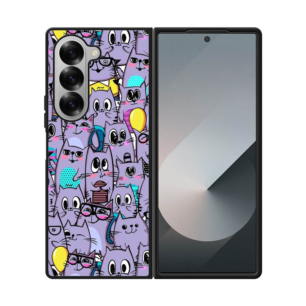 Cat Purple Pattern FSamsung Galaxy Z Fold 7 5G Case FE0146