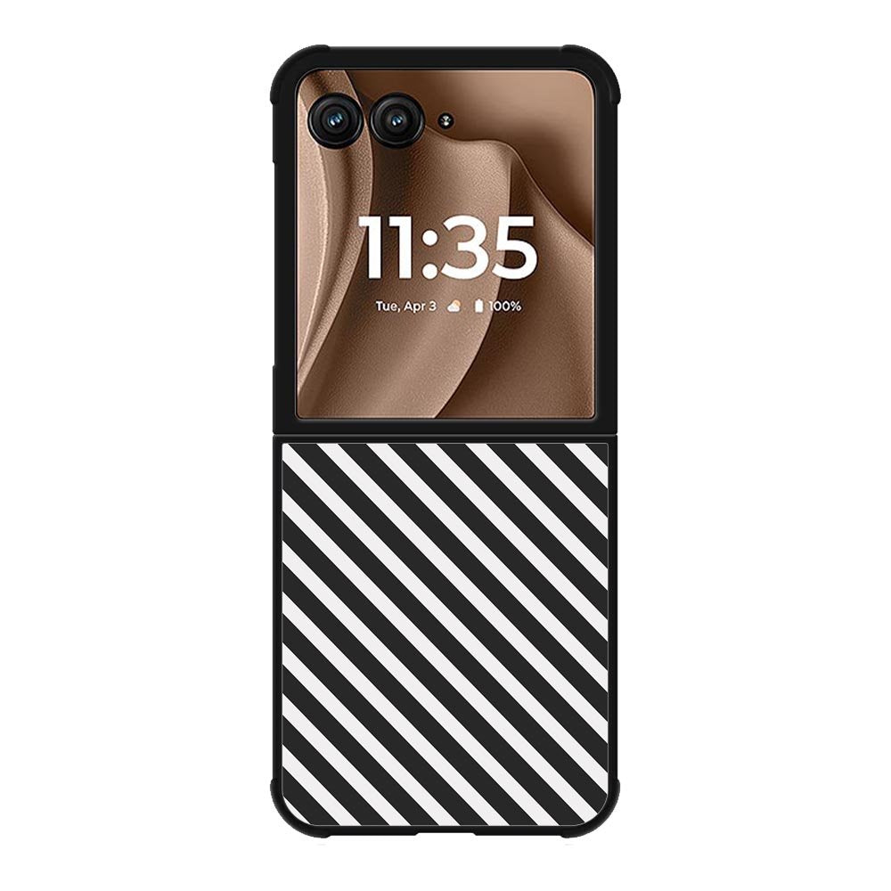 Stripe Black White FMotorola Moto RAZR Plus 2025 Case FE0600