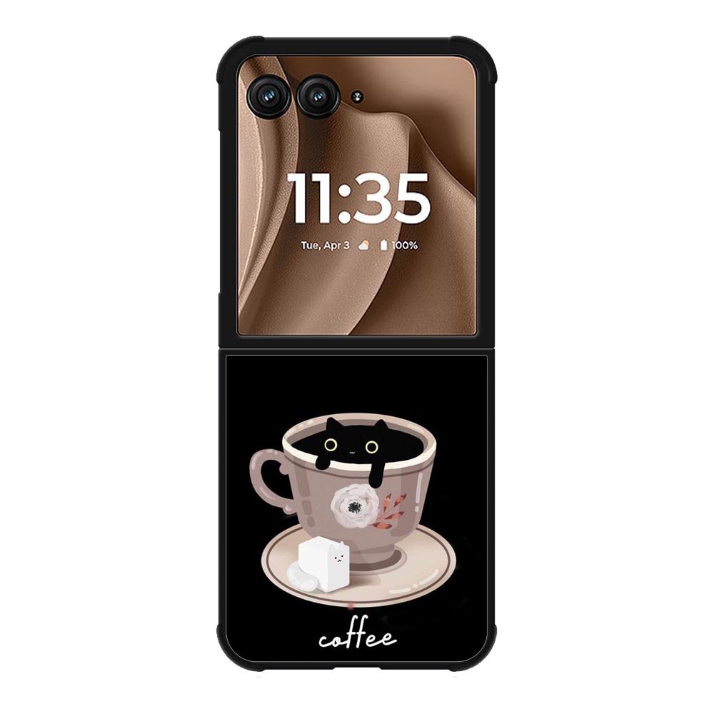 Black Cat Coffee FMotorola Moto RAZR Plus 2025 Case FE0100
