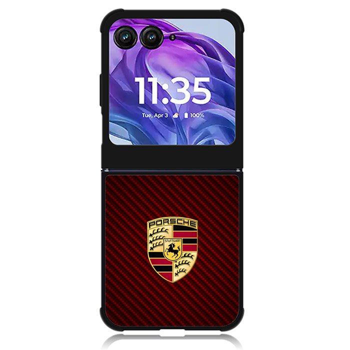 Porsche Logo Carbon Red Motorola Moto Razr 2024 , Moto Razr 50 Case