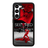 See Red Chicago Bulls Flag Playoff  Z4832 Samsung Galaxy S24 Plus 5G , Samsung Galaxy S24+ 5G Case