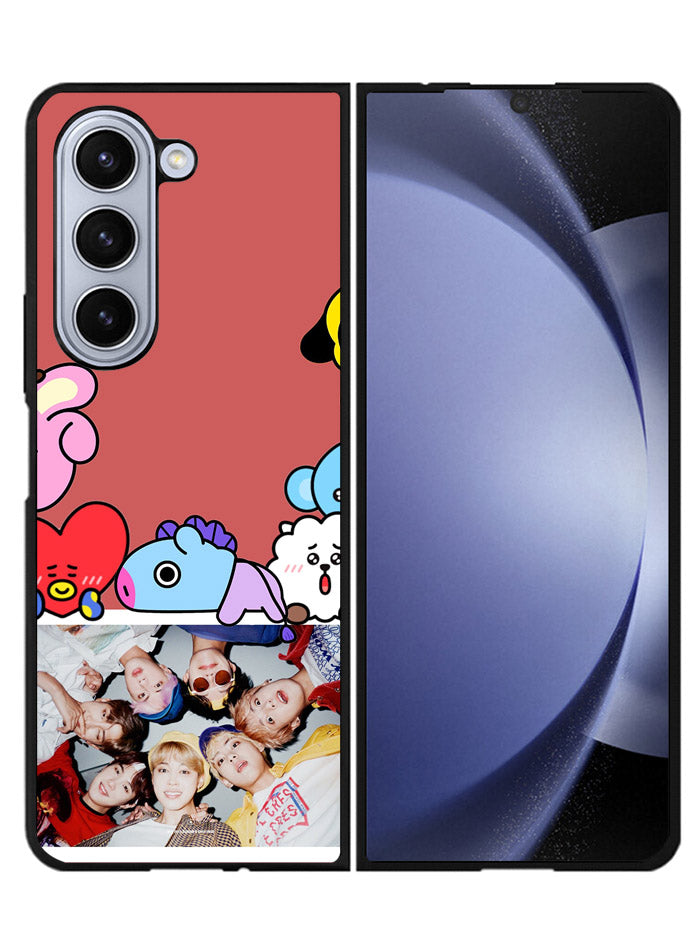 BTS BT21 Wallpaper Samsung Galaxy Z Fold 5 5G Case FZ4302